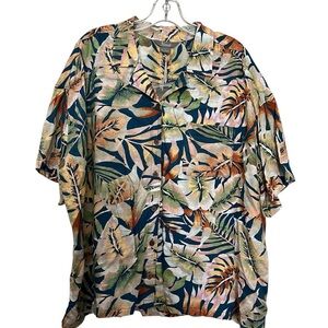 Natural Reflections 1X Tropical Resort Button Down Short Sleeve Shirt NWT O1
